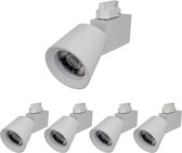 LED-railspot 25W 38 ° driefasig WIT (5 stuks) - Warm wit licht