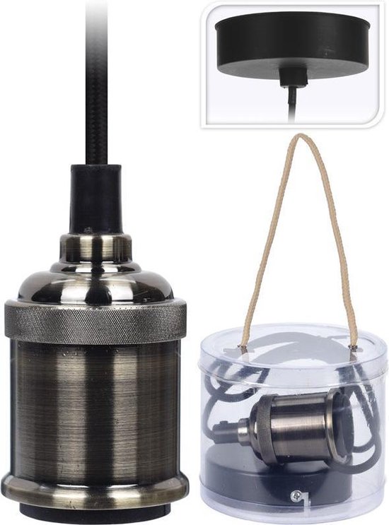 Hennefkabel hanglamp kit E27 fitting hanglamp met stekker en kabel 4,5 m vintage met schakelstekker kabel E27 vintage hanglamp