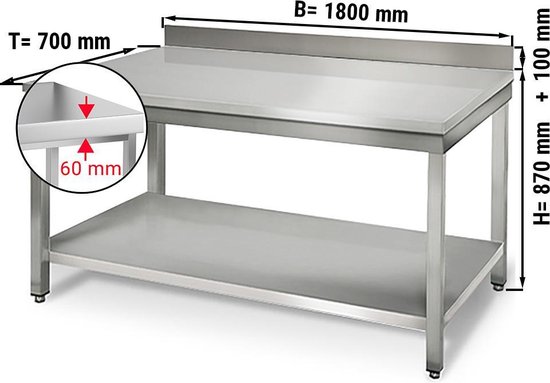 VA-Cerulean Stainless Steel Table, Stainless Steel Work