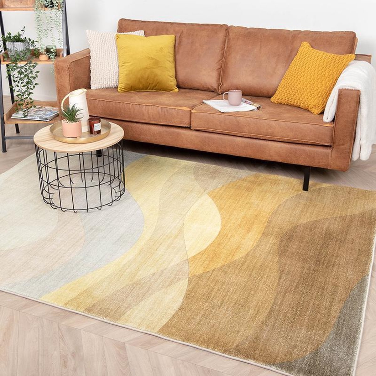 Fraai Modern vloerkleed - Field Geel - 140x200cm