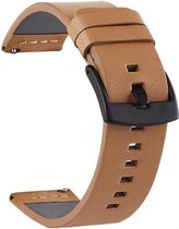 DrPhone LB1 Smart Watch Bandje - Leren Bandje - Gesp Sluiting - 22mm - voor o.a Galaxy Watch 3 45mm /46mm / Vivoactive 4 / Gear S3 / Huawei GT/GT 2 Watch - Lichtbruin