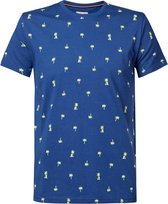 Petrol Industries - Heren Miniprint t-shirt - Blauw - Maat XXL