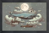 JUNIQE - Poster in houten lijst Ocean meets sky -40x60 /Blauw & Grijs