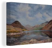 Peintures sur toile - Peintures à l'huile Lac de montagne - 120x90 cm - Décoration murale