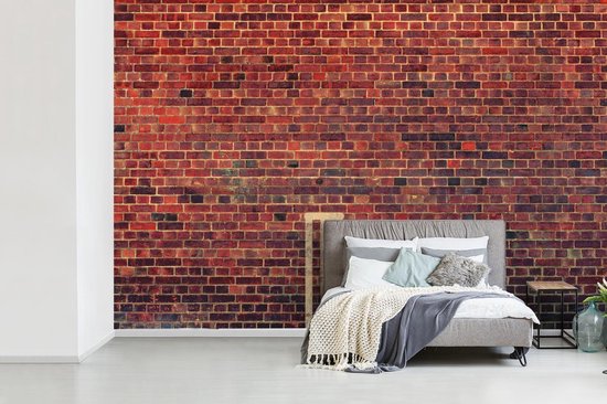 Papier peint photo peint photo vinyle - Souches de Cricket peintes sur mur de briques largeur 330 cm x hauteur 220 cm - Tirage photo sur papier peint (disponible en 7 tailles)