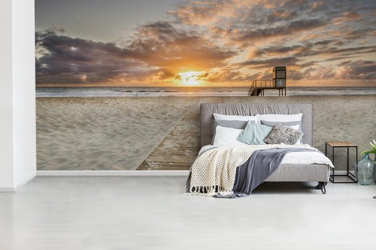 Ooit Beenmerg bovenste Behang - Fotobehang De weg naar de zonsondergang op het strand van  Fuerteventura -... | bol.com