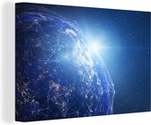 Réseau mondial sur la terre toile 2cm 90x60 cm - Tirage photo sur toile (Décoration murale salon / chambre)