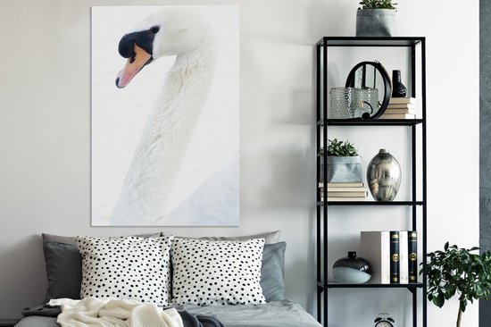 Tableau sur toile Cygne sur fond blanc - 80x120 cm - Décoration murale