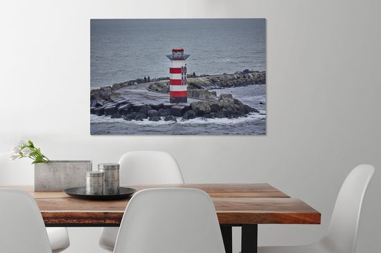 Phare du canal de la mer du Nord toile 2cm 60x40 cm - Tirage photo sur toile (Décoration murale salon / chambre)