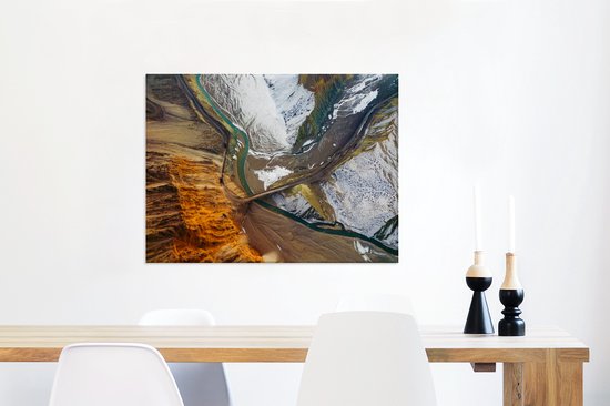 Vue aérienne de la chaîne de montagnes sur toile 2cm 80x60 cm - Tirage photo sur toile (Décoration murale salon / chambre)