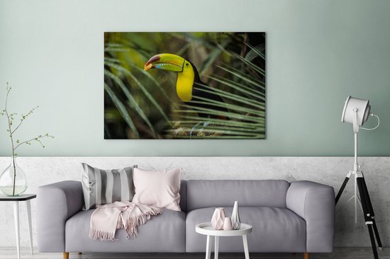 Gros plan d'un toucan mangeant 140x90 cm - Tirage photo sur toile (Décoration murale salon / chambre)