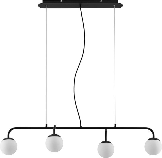 Lucande - hanglamp - 4 lichts - Glas, ijzer - G9 - wit, zwart
