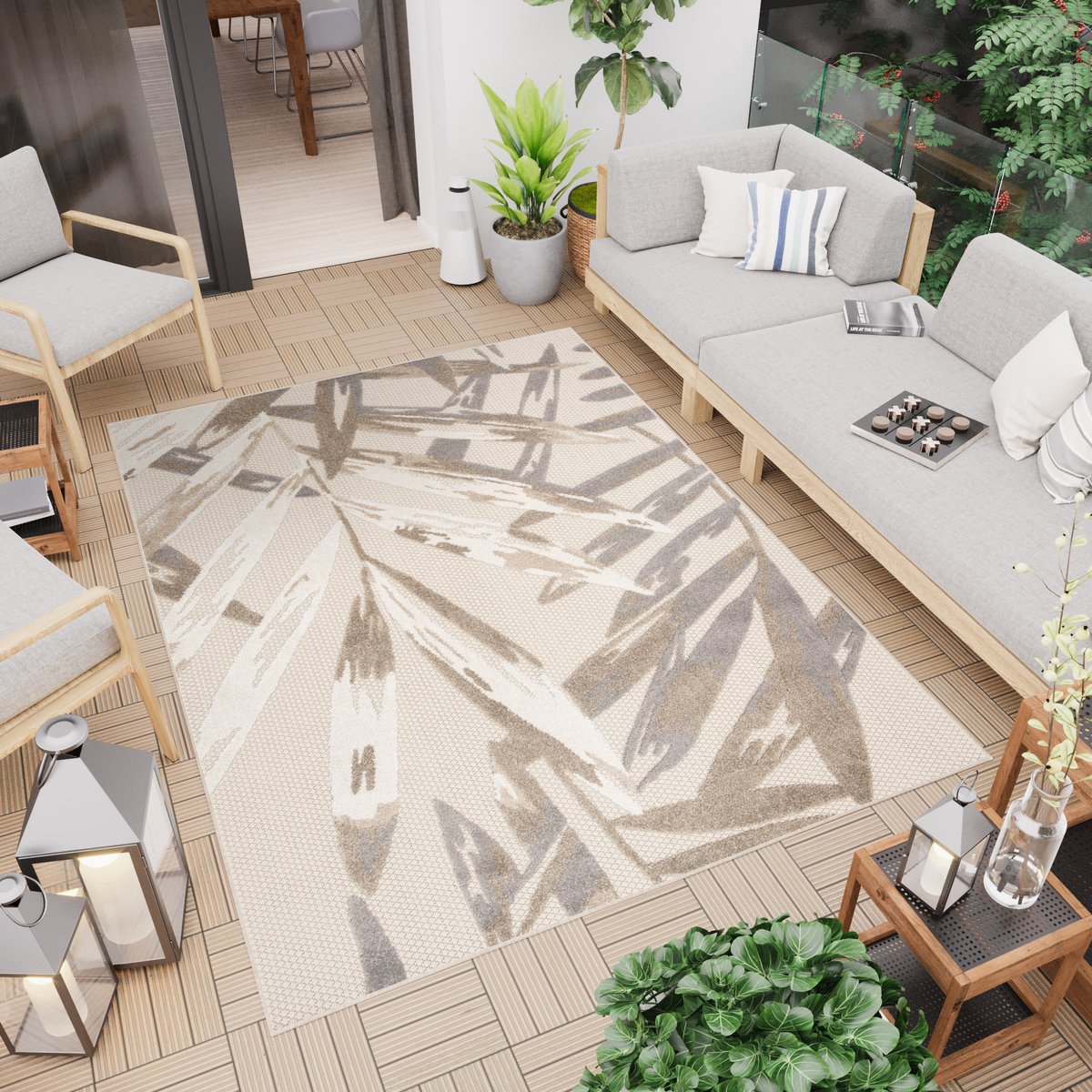 Tapiso Patio Indoor Tapijt Buitenkleed Tuintapijt Outdoor Buiten Vloerkleed Maat- 120x170