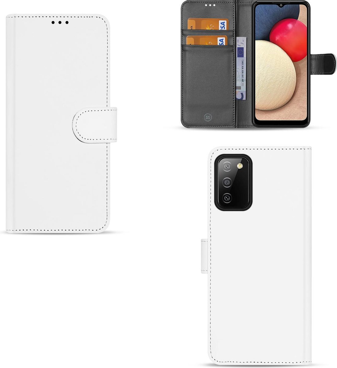 Bookcase Samsung Galaxy A02s Hoesje Wit met Pasjeshouder
