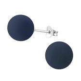 Aramat jewels ® - Parel oorbellen mat 10mm- donker blauw - 925 sterling zilver