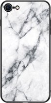 Apple iPhone SE (2020) Hoesje - Mobigear - Marble Serie - Gehard Glas Backcover - Wit - Hoesje Geschikt Voor Apple iPhone SE (2020)