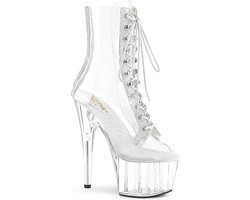 Pleaser - ADORE-1021C-2 Plateau Laarzen, Paaldans schoenen - Paaldans schoenen - 39 Shoes - Transparant