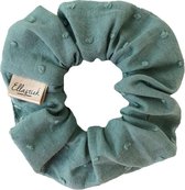 Ellastiek Scrunchie Donkergroen met Stippen - Haarelastiekjes - Haar Accessoires Vrouwen - Wokkels - Scrunchies - Haarelastiekjes Scrunchie - Luxe kwaliteit - handgemaakte in Nederland - Haar