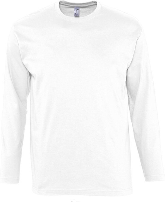 Un t-shirt blanc SOLS Monarch à manches longues, vu de face.