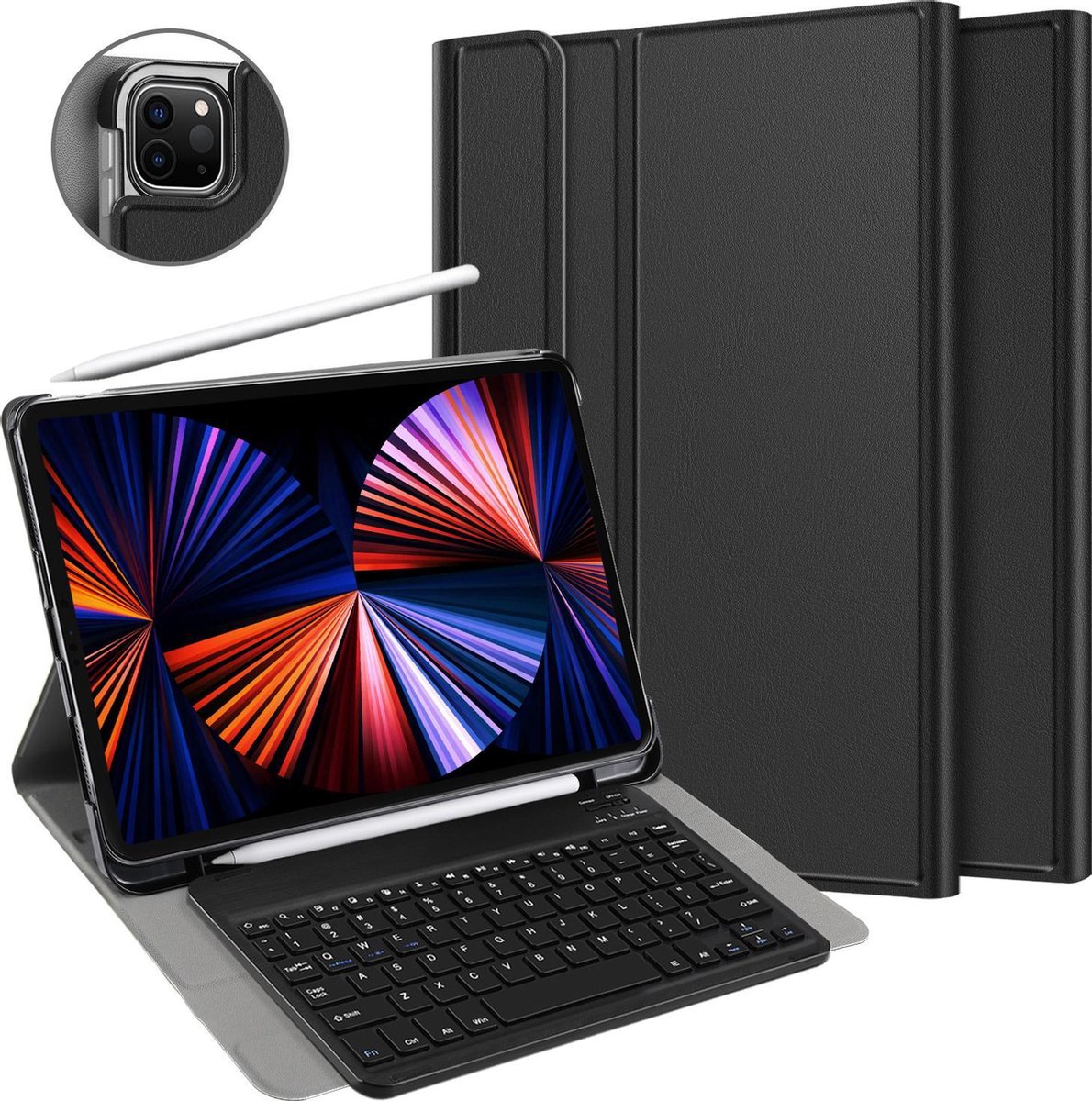 Cazy tablet Hoes met Toetsenbord geschikt voor iPad Pro 12.9 (2020) - QWERTY Bluetooth Keyboard Case - Zwart