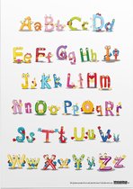 Educatieve poster (Forex) - Taal alfabet funky balloons - 90 x 120 cm
