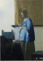 Brieflezende vrouw in blauw, Johannes Vermeer - Foto op Forex - 90 x 120 cm