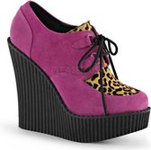 Creeper-304 with leopard print of faux furr pink - (EU 37 = US 7) - Demonia