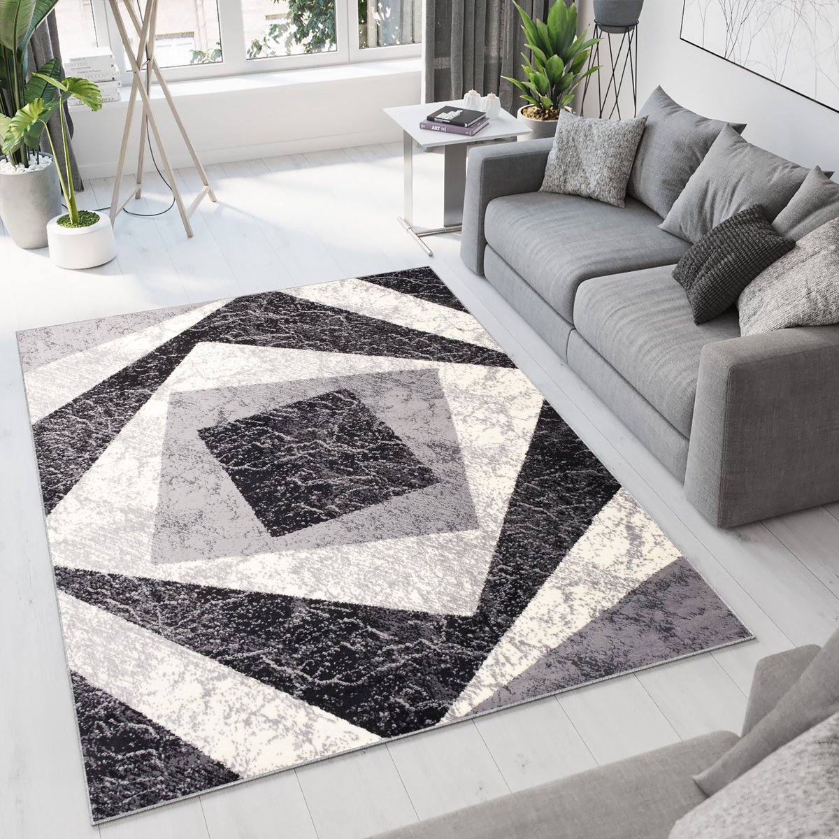 Tapiso Dream Vloerkleed Grijs Modern Geometrisch Woonkamer Tapijt Maat- 200x300
