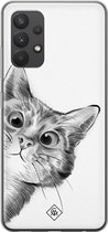 Samsung A32 4G hoesje siliconen - Peekaboo | Samsung Galaxy A32 4G case | zwart | TPU backcover transparant