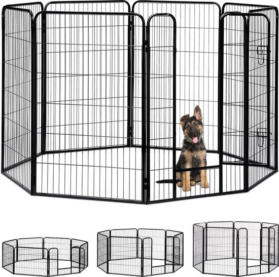 relaxdays Puppy run - dog run - puppy kennel - rabbit run - metal - outdoor - indoor run XXL