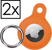 Airtag-Sleutelhanger Houder Siliconen Hoes Hanger Apple Airtag Oranje - 2 Stuks