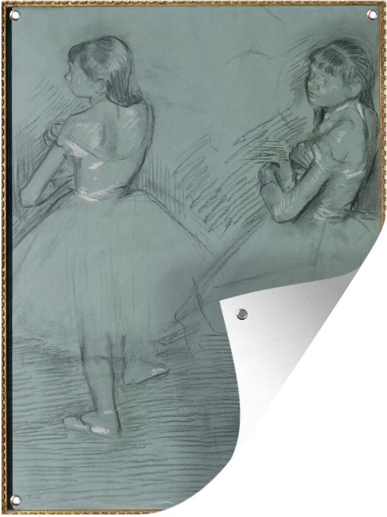 Tuin decoratie Two dancers - Schilderij van Edgar Degas - 30x40 cm - Tuindoek - Buitenposter