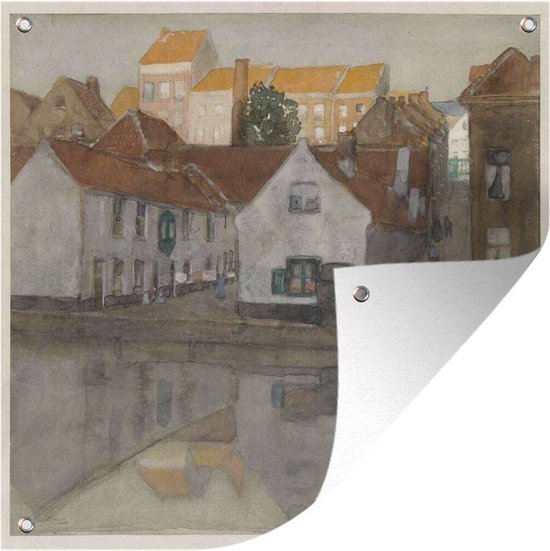 Tuindoek Achterbuurt te Gent - Schilderij van George Hendrik Breitner - 100x100 cm