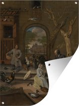 Tuinschilderij De hoenderhof - Jan Steen - 60x80 cm - Tuinposter - Tuindoek - Buitenposter