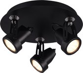 LED Plafondspot - Nitron Guno - GU10 Fitting - 3-lichts - Rond - Mat Zwart - Aluminium