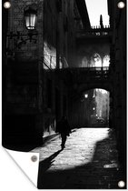 Tuinposter - Tuindoek - Tuinposters buiten - Straat in Barcelona in film noir - 80x120 cm - Tuin