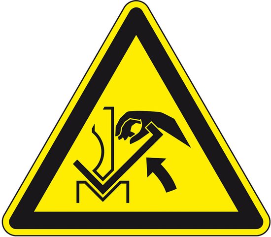 Panneau d'avertissement main entre pièce - plastique - W031 150 mm