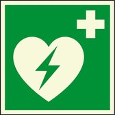 Lichtgevende AED sticker, E010 150 x 150 mm