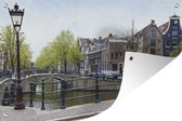 Image de l'Amsterdam Keizersgracht avec une affiche de jardin lampadaire classique 180x120 cm - Toile de jardin / Toile d'extérieur / Peintures d'extérieur (décoration de jardin) XXL / Groot format!