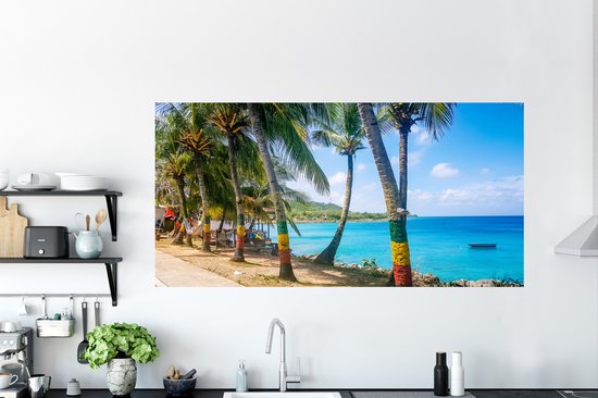 Sticker Muursticker Colombie - Palmiers sur la plage de Colombie - 160x80 cm - film adhésif autocollant - sticker mural repositionnable