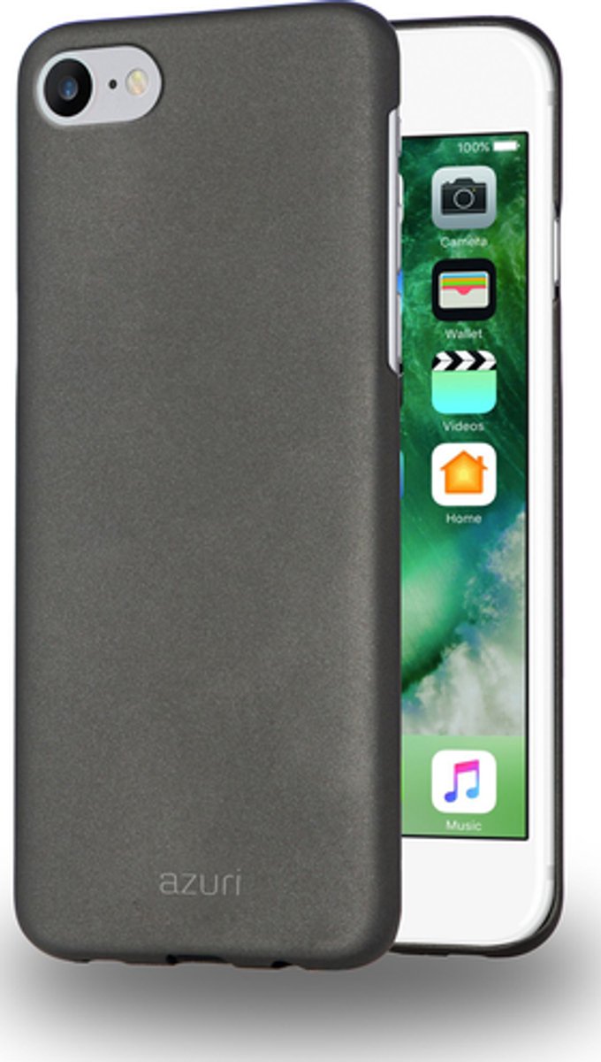 MH by Azuri metallic cover with soft touch coating - zwart - iPhone 7/8/SE(2020)
