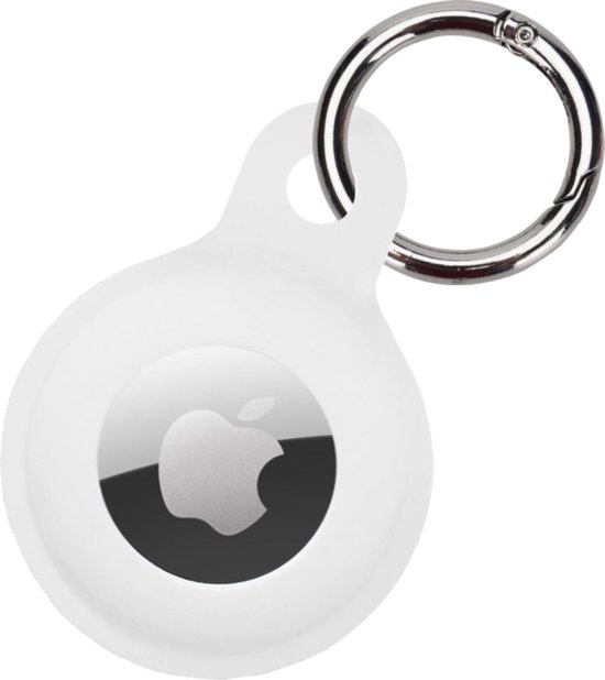 Hoesje Geschikt voor Apple AirTag Hoesje Sleutelhanger Houder - Siliconen Hoesje Geschikt voor Apple AirTag Hoesje - Wit