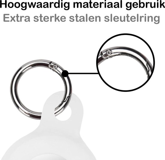 AirTag Porte-clés Etui AirTag Pendentif En Siliconen - Etui Porte-clés Pendentif AirTag - Wit - PACK DE 2