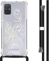 iMoshion Design hoesje met koord voor de Samsung Galaxy A71 - Abstract Gezicht Bloem