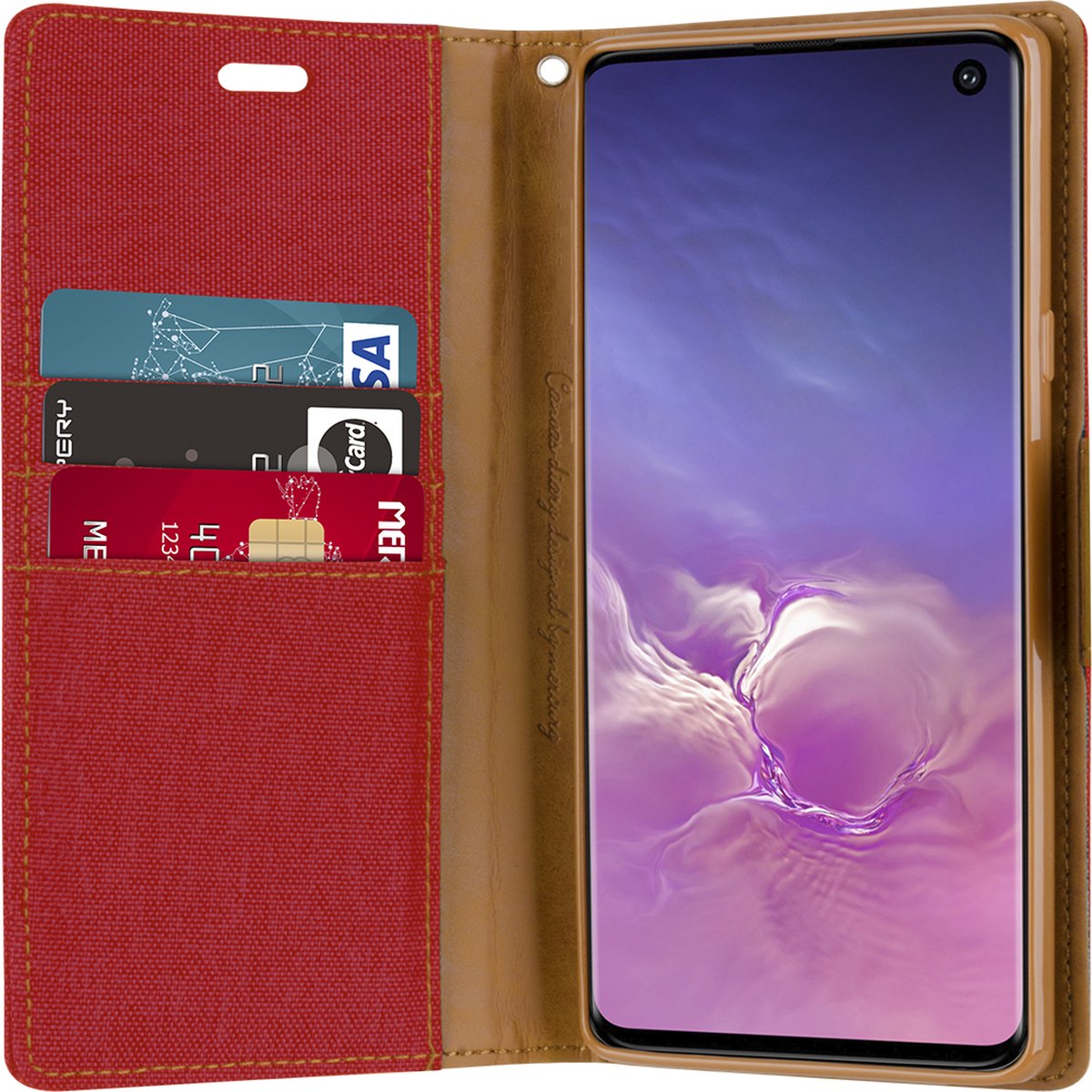 Hoesje geschikt voor Samsung Galaxy A10 - mercury canvas diary wallet case - rood