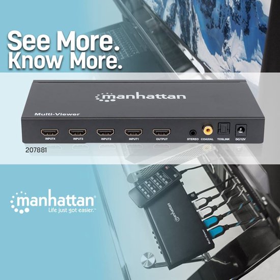 MANHATTAN 207669 - Video Splitter / HDMI / 4k@30Hz / 1 in:2