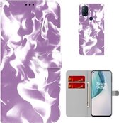 Voor OnePlus Nord N10 5G Cloud Fog Pattern Horizontal Flip Leather Case met Houder & Card Slot & Wallet (Paars)