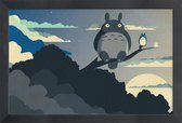 JUNIQE - Poster in houten lijst My Neighbor Totoro -60x90 /Blauw &