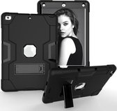 Contrastkleur Robot schokbestendig siliconen + pc-beschermhoes met houder voor iPad 9.7 (2017) / (2018) (zwart)