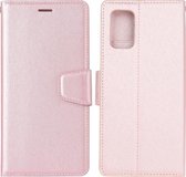 Voor Samsung Galaxy M51 Zijden Textuur Horizontale Flip Leren Case met Houder & Kaartsleuven & Portemonnee & Fotolijst (Rose Goud)